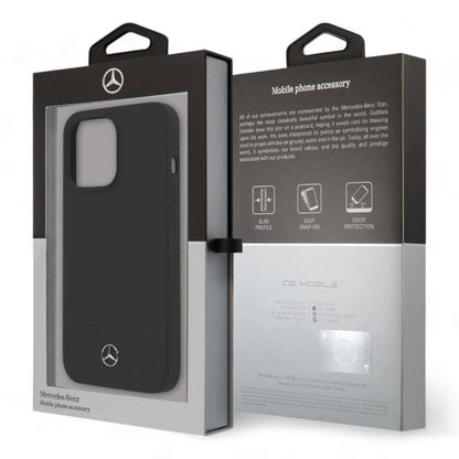 Estuche mercedes-benz silicon iphone 14 silicone black case with microfiber lining color negro