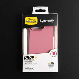 estuche clasico Otterbox Symmetry para Apple iPhone 14 Pro en color rosado, protección y estilo elegante.