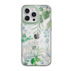 Estuche Switcheasy Artist para iPhone 15 Pro Max en verde multicolor con diseño artístico floral.