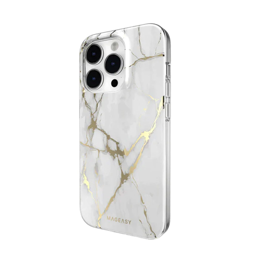 Estuche switcheasy marble iphone 14 pro champagne white color multicolor