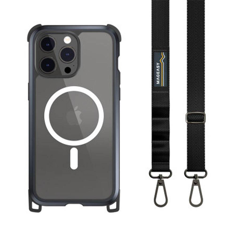 Estuche switcheasy odyssey iphone 15 pro ultra m + strap metal color negro