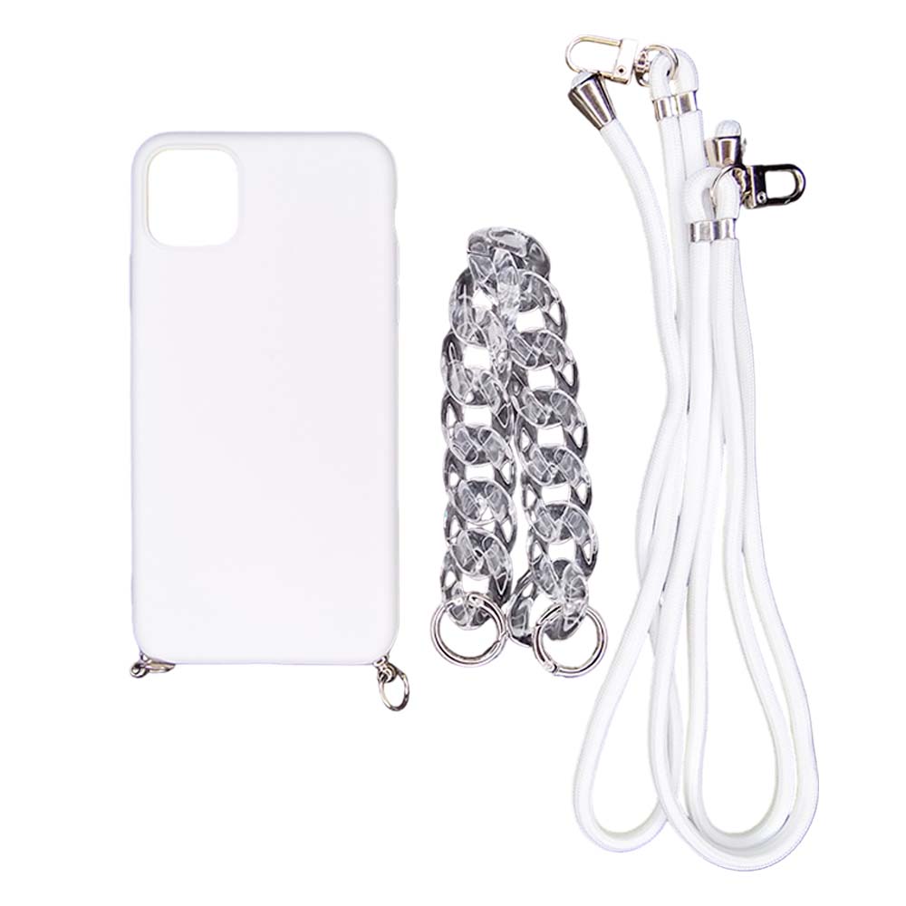 Estuche el rey strap iphone 11 strap de mano + strap hombro color blanco