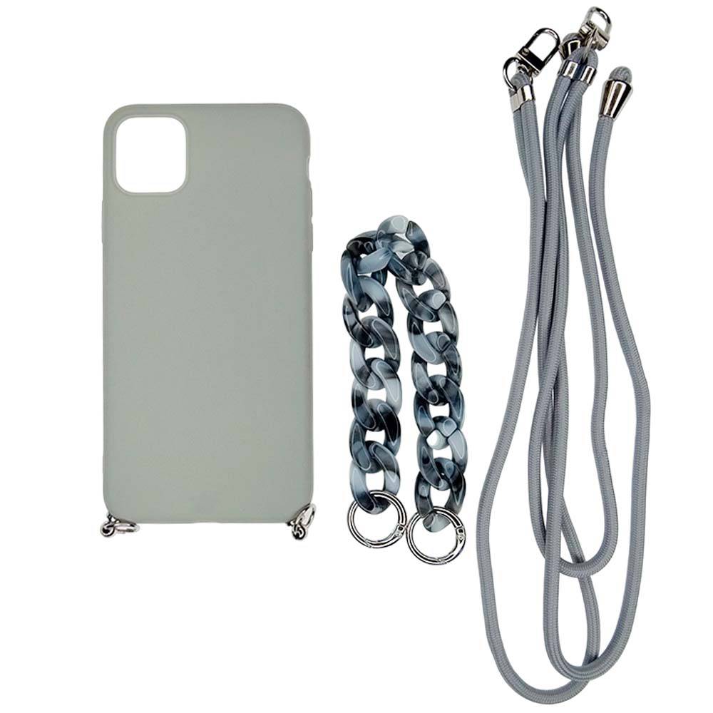 Estuche El Rey Strap Iphone 12 Pro Strap De Mano + Strap Hombro Color Gris - MUNDO ACCESORIOS (B2C)