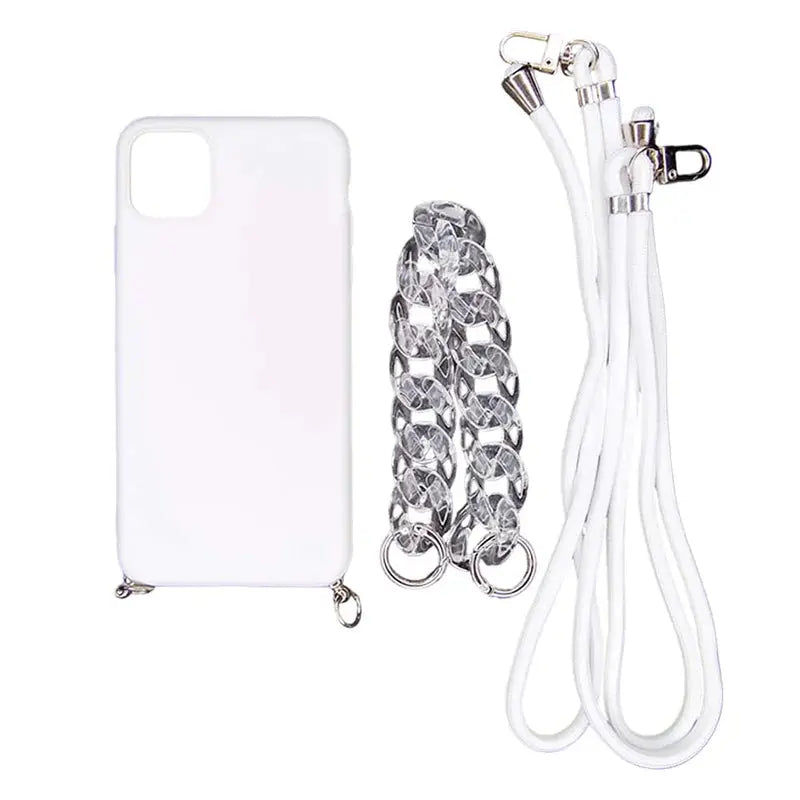 Estuche el rey strap iphone 14 pro strap de mano + strap hombro color blanco