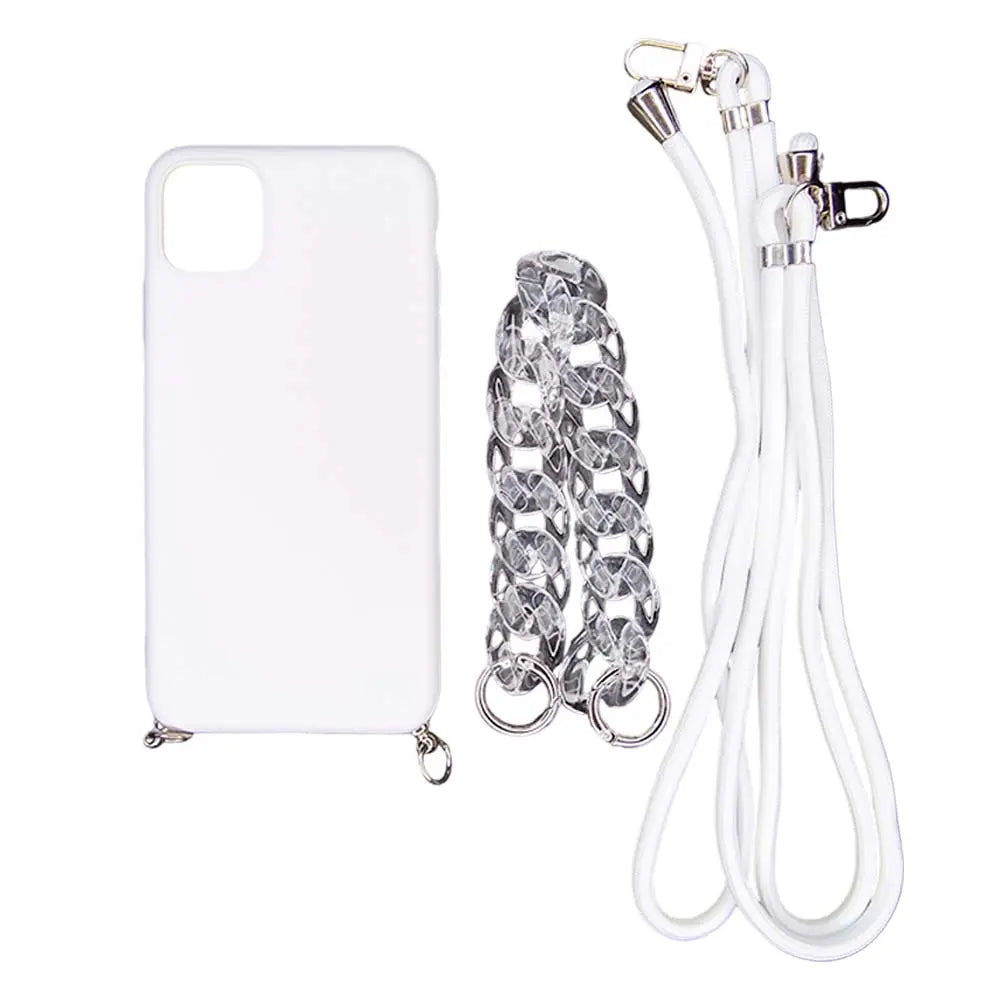 Estuche el rey strap iphone 13 pro max strap de mano + strap hombro color blanco