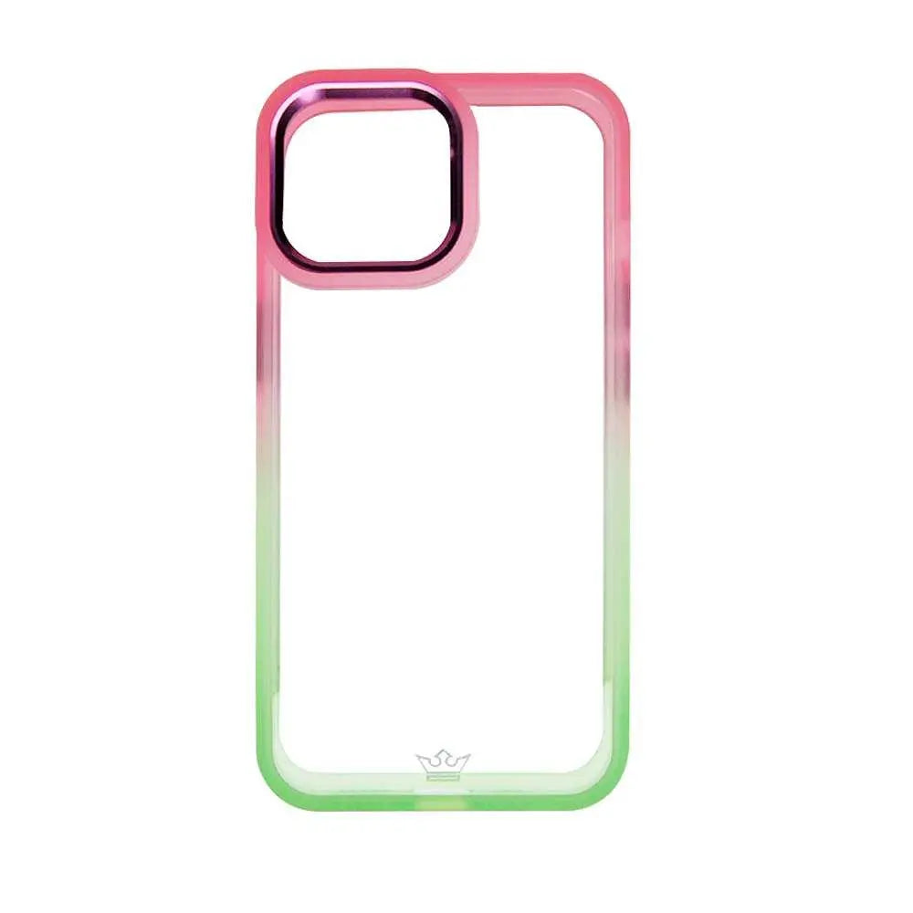 Estuche clásico El Rey degradado para iPhone 14 Pro Max en colores rosado y verde.