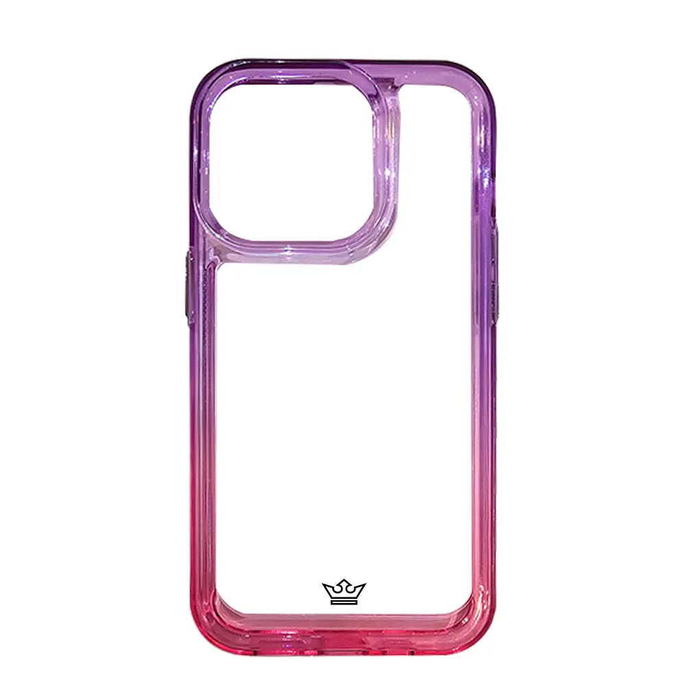 Estuche degradado morado rosado para iPhone 14 Pro, elegante y protector.