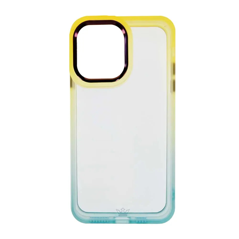 estuche clásico el rey degradado para iPhone 13 Pro Max, color amarillo-turquesa, diseño único y protección superior