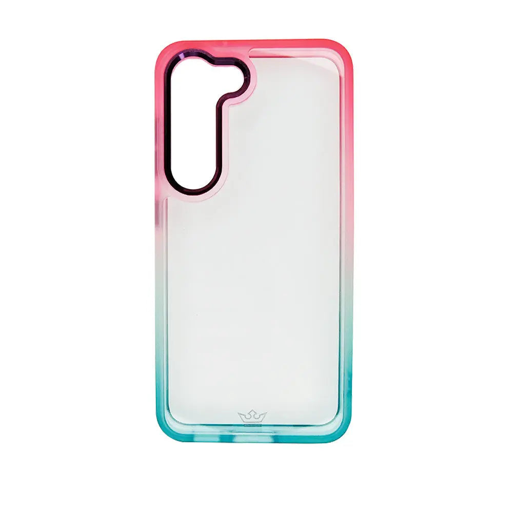 Estuche Clásico Degradado para Samsung S23 en rosa y turquesa.