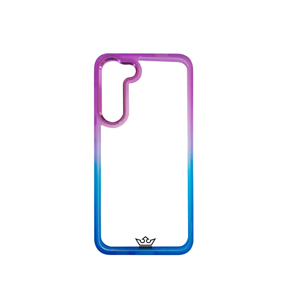 Estuche clásico El Rey degradé para Samsung S23, diseño morado y azul.