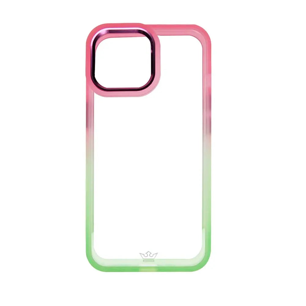 Estuche Clásico El Rey Degradé para iPhone 14 Pro, tonos rosa y verde.