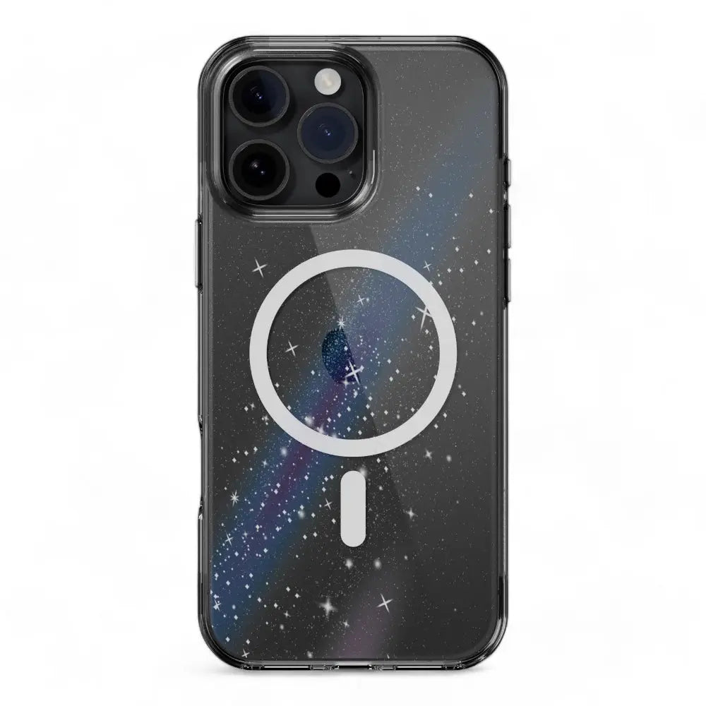 Multicolor cosmic 3D shockproof case for iPhone 16 Pro with nebula design.