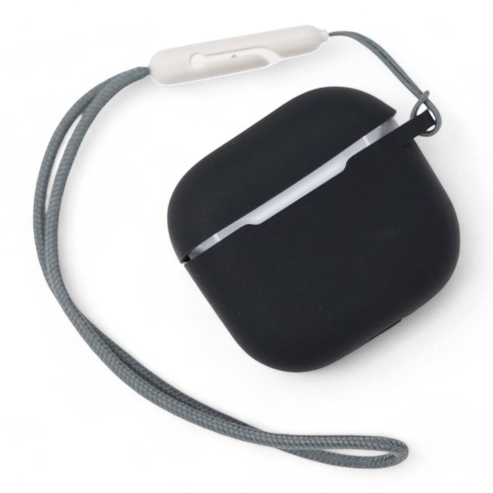 Estuche generico skin airpods 4 silicon negro + strap color negro - MUNDO ACCESORIOS (B2C)