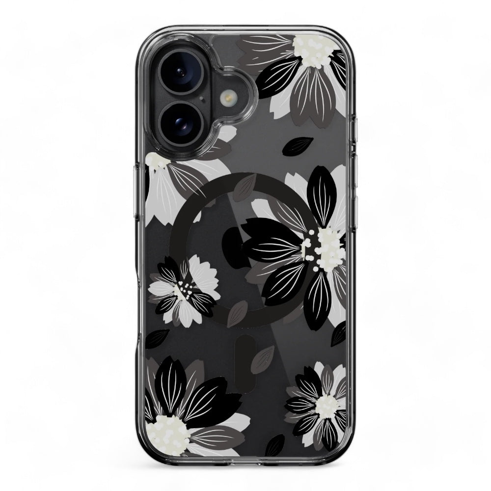 switcheasy skin iphone 16 style m pattern shockproof case black flower color multicolor