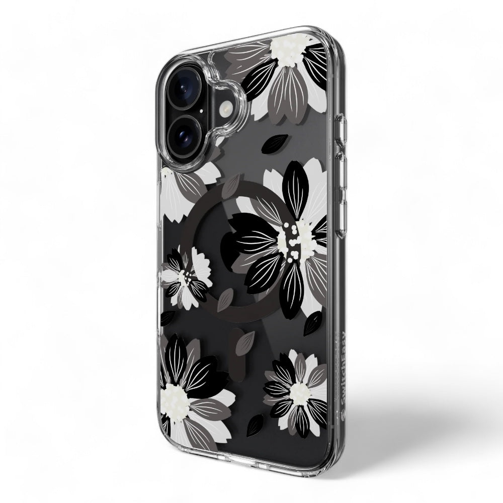 switcheasy skin iphone 16 style m pattern shockproof case black flower color multicolor