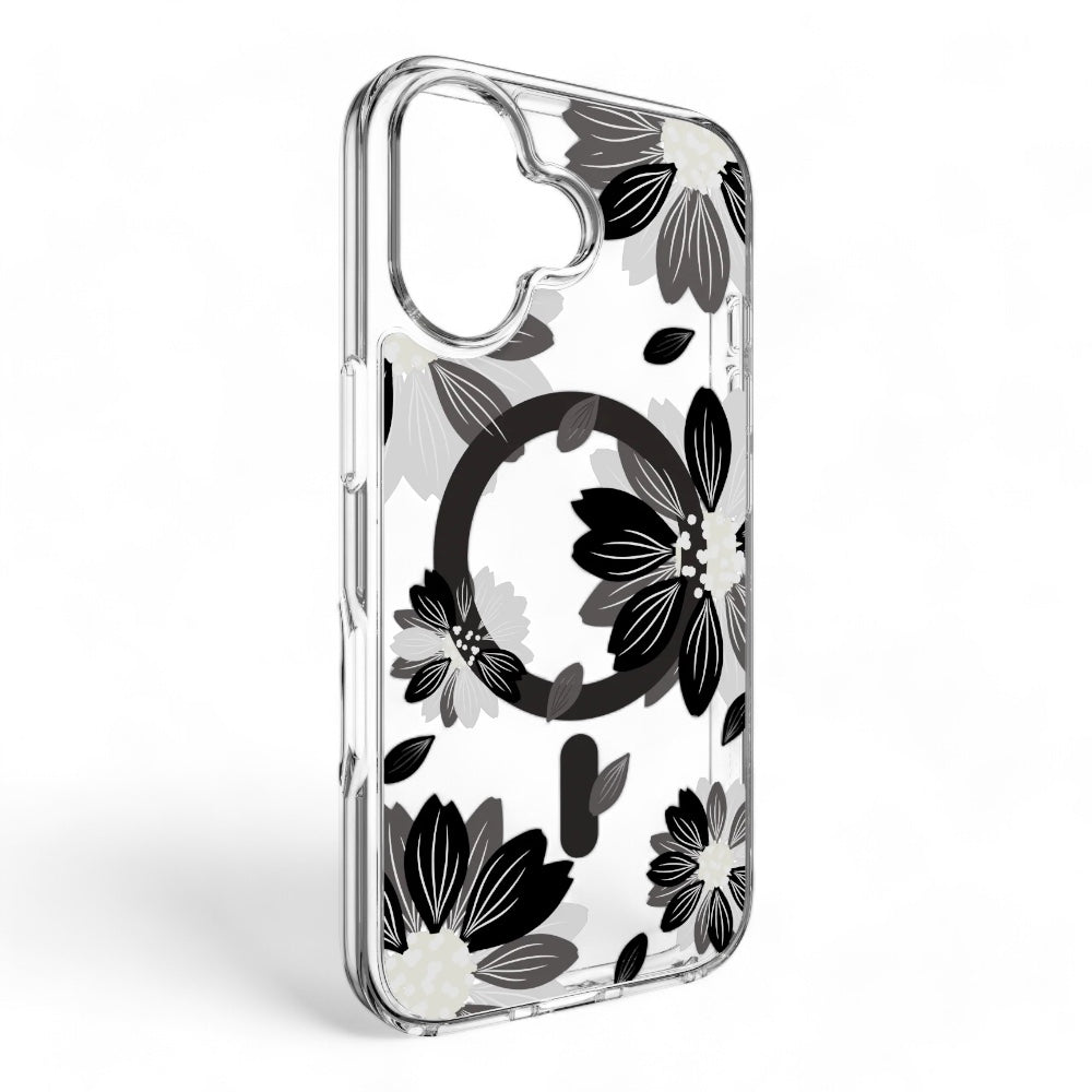 switcheasy skin iphone 16 style m pattern shockproof case black flower color multicolor