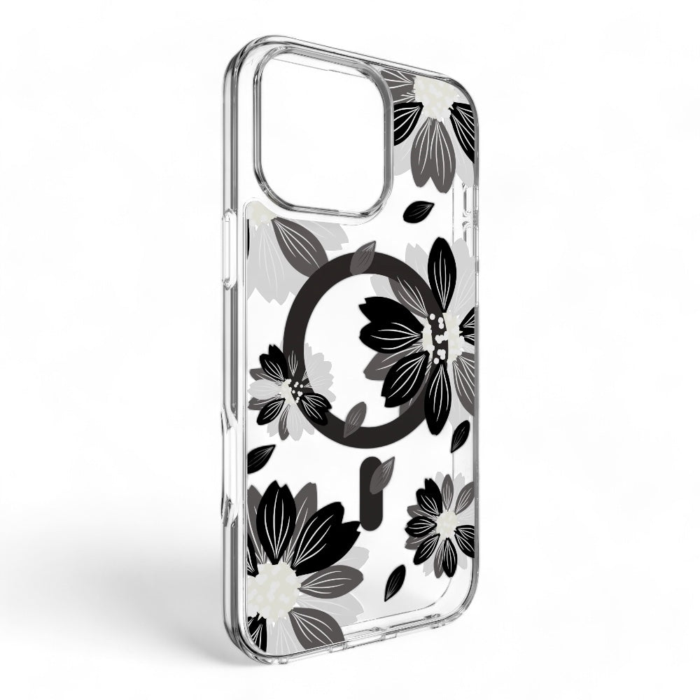 switcheasy skin case iphone 16 pro max style m pattern shockproof case black flower color multicolor