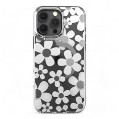 Estuche Switcheasy Skin iPhone 16 Pro Fleur M 3D en color blanco, resistente a golpes.