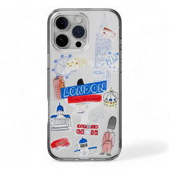 Estuche Switcheasy Skin iPhone 16 Pro diseño Londres multicolor.