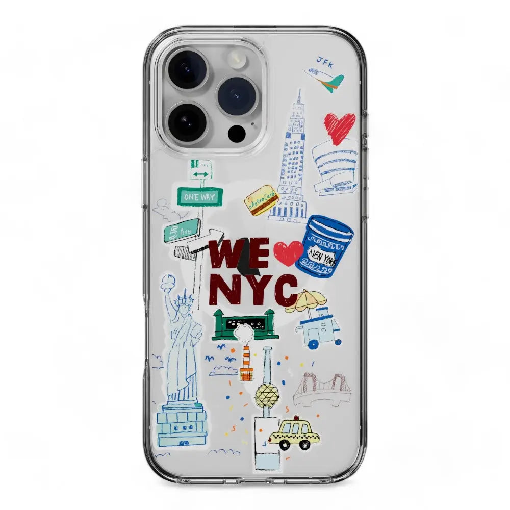 Estuche Switcheasy Skin iPhone 16 Pro multicolor con diseño de Nueva York.