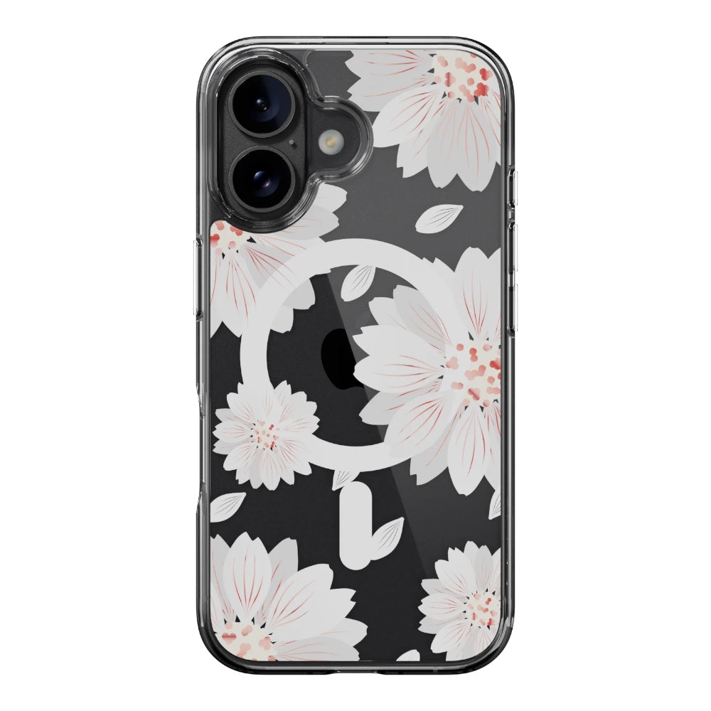 Estuche switcheasy skin iphone 16 plus style m pattern shockproof case for 2024 iphone 2 lenses large white flower color multicolor