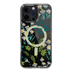 Shockproof multicolor daisy pattern iPhone 16 Pro case, 2024, stylish lens design.