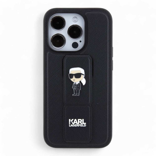 Estuche Karl Lagerfeld Hc Gripstand Saffiano Ikonik Pins Black Iphone 15 Pro Max Color Negro