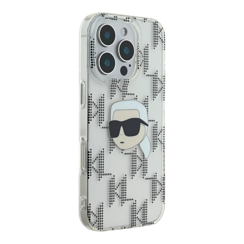 Estuche karl lagerfeld skin iphone 16 pro max karl hc iml k. head monogram electroplated color transparente