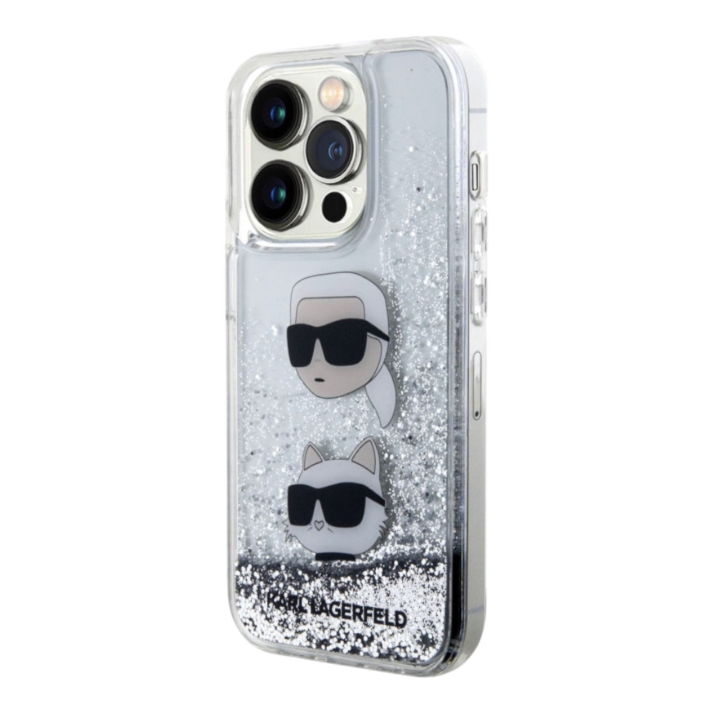 Estuche karl lagerfeld hc liq. glitter kc white iphone 15 pro max color blanco