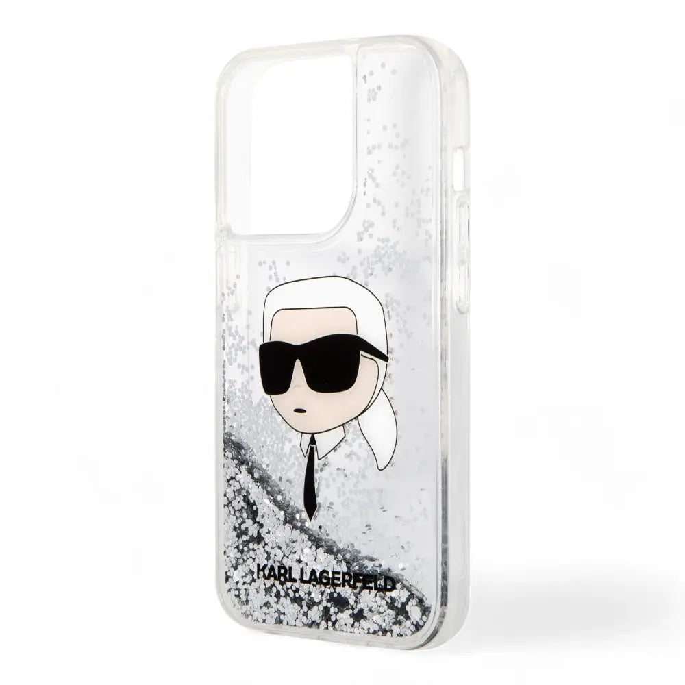 Estuche karl lagerfeld hc liq. glitter nft k.head silver iphone 15 pro max color gris  Shop name