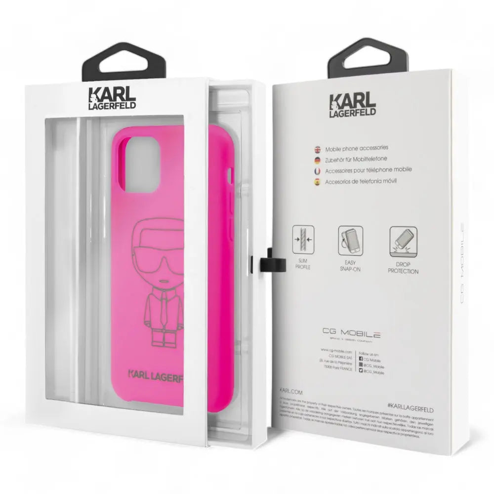 Estuche karl lagerfeld silicone ikonik black outline pink iphone 11 color rosado  Shop name