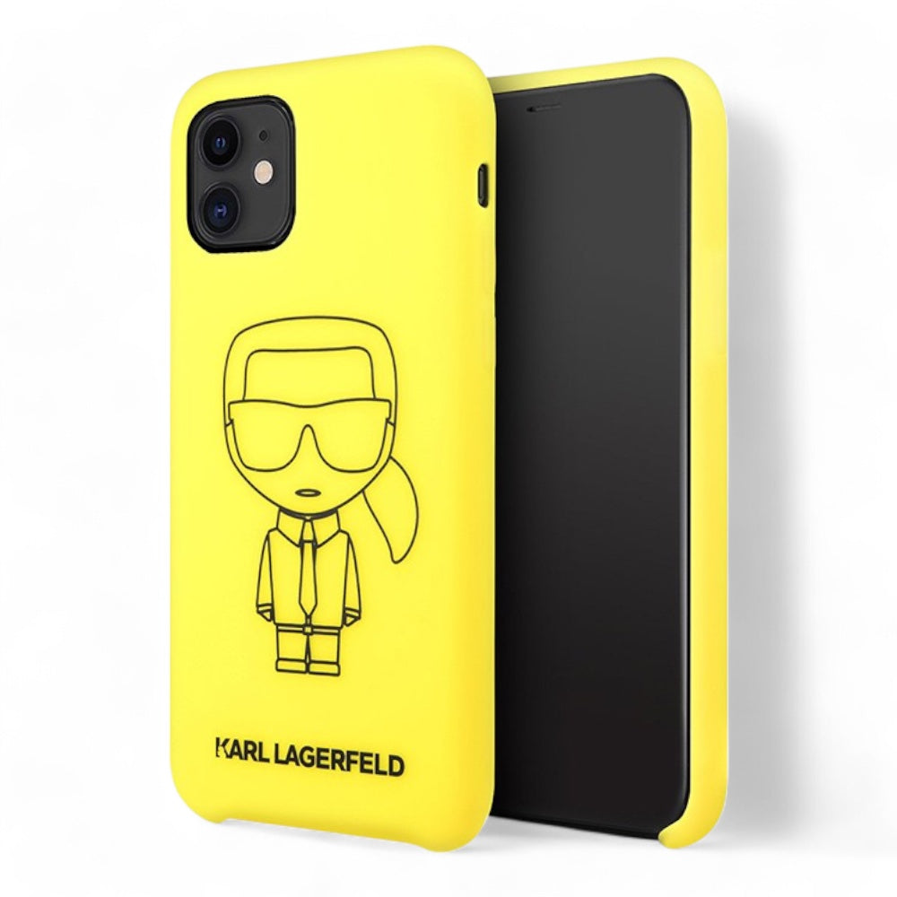 Estuche Karl Lagerfeld Silicone Ikonik Black Outline Yellow Iphone 11 Color Amarillo- MUNDO ACCESORIOS.