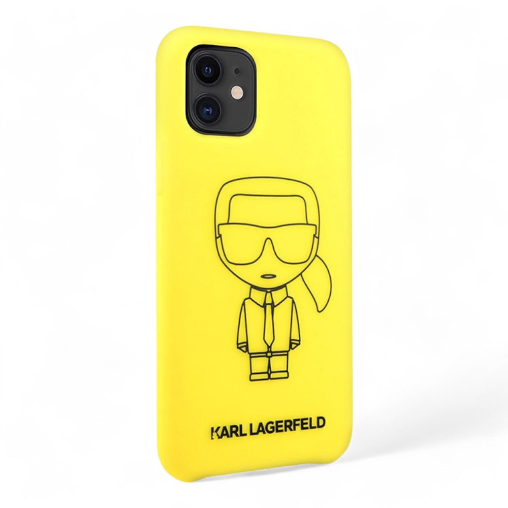 Estuche Karl Lagerfeld Silicone Ikonik Black Outline Yellow Iphone 11 Color Amarillo- MUNDO ACCESORIOS.