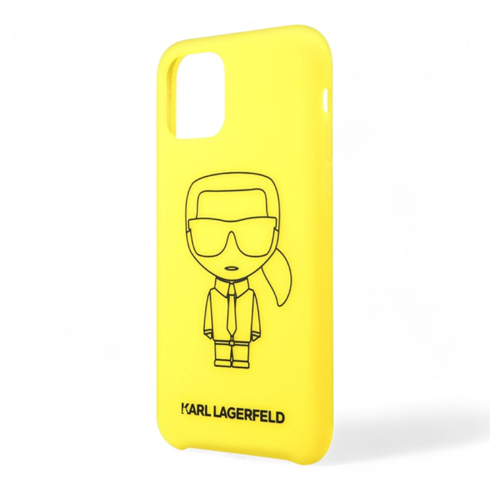 Estuche Karl Lagerfeld Silicone Ikonik Black Outline Yellow Iphone 11 Color Amarillo- MUNDO ACCESORIOS.