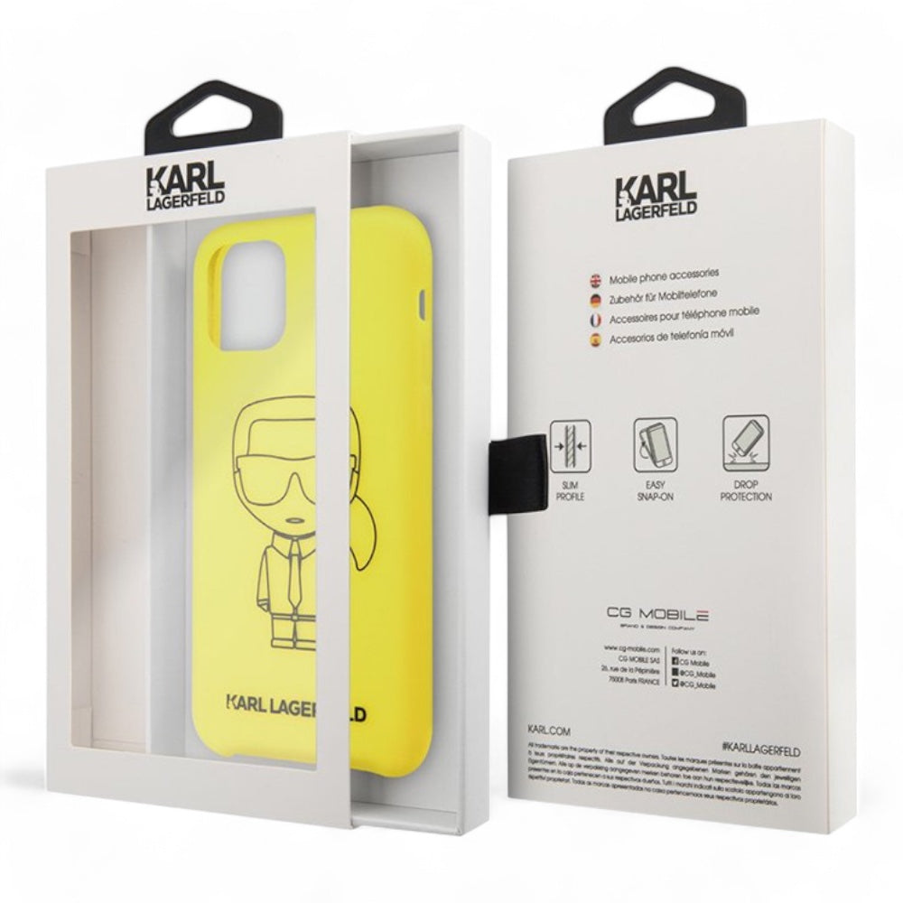 Estuche Karl Lagerfeld Silicone Ikonik Black Outline Yellow Iphone 11 Color Amarillo- MUNDO ACCESORIOS.