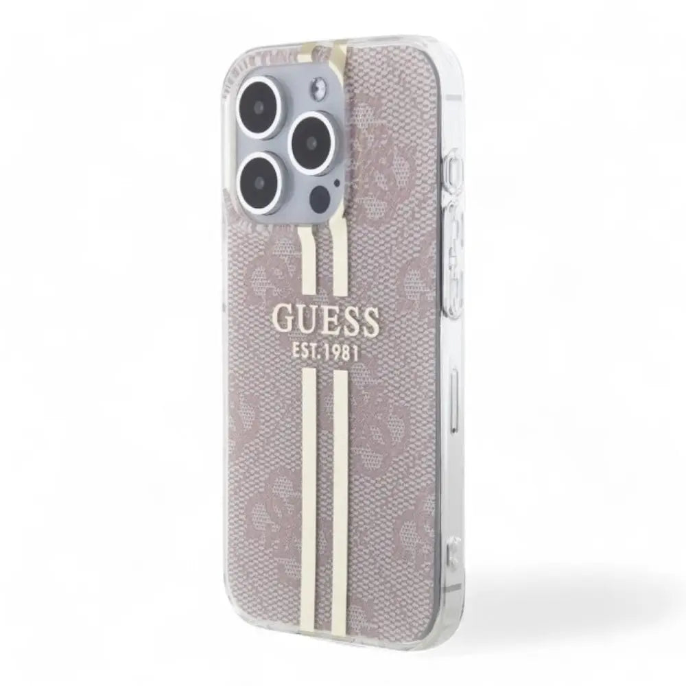 Estuche guess hc iml 4g gold stripe pink iphone 15 pro max color rosado  Shop name