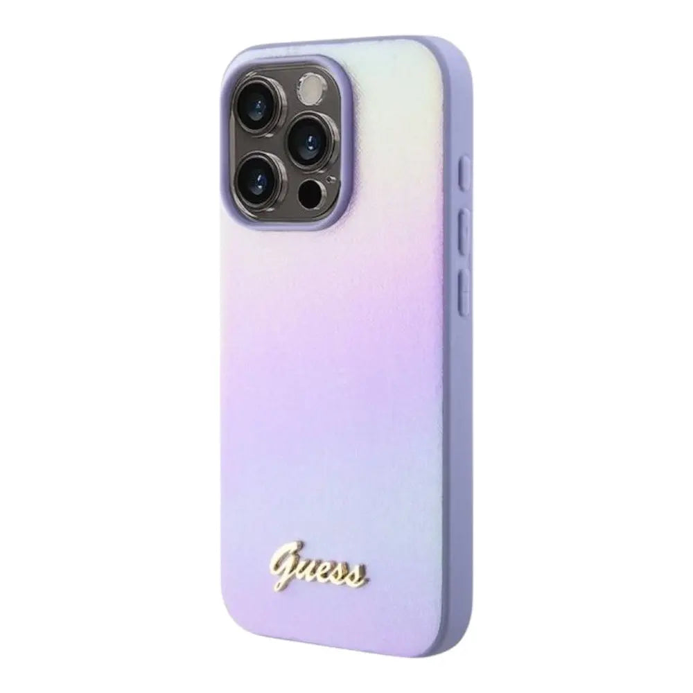 Estuche guess pu saffiano iridescent script iphone 15 pro max color morado  Shop name