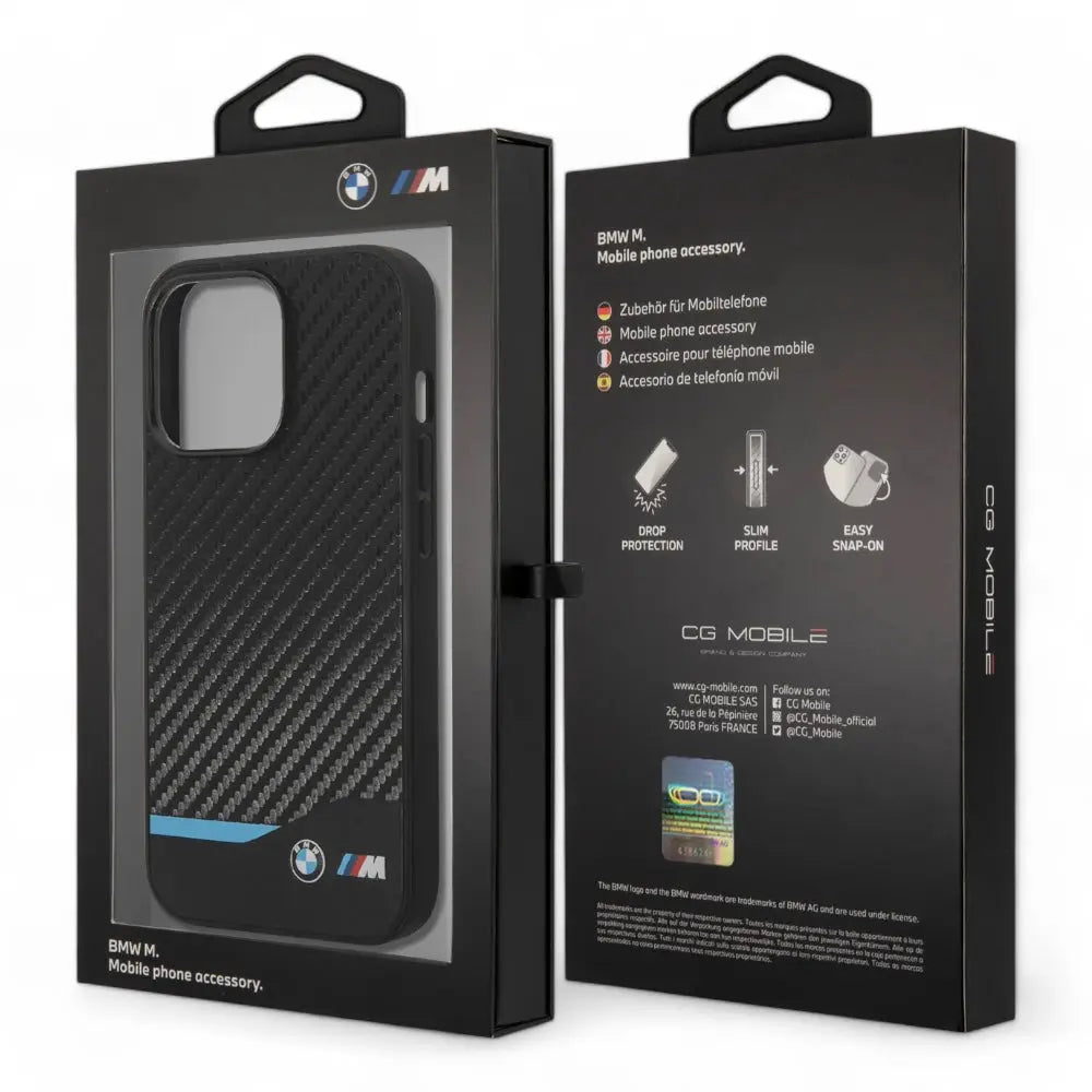 Estuche bmw hc pu carbon black m iphone 15 pro max color negro