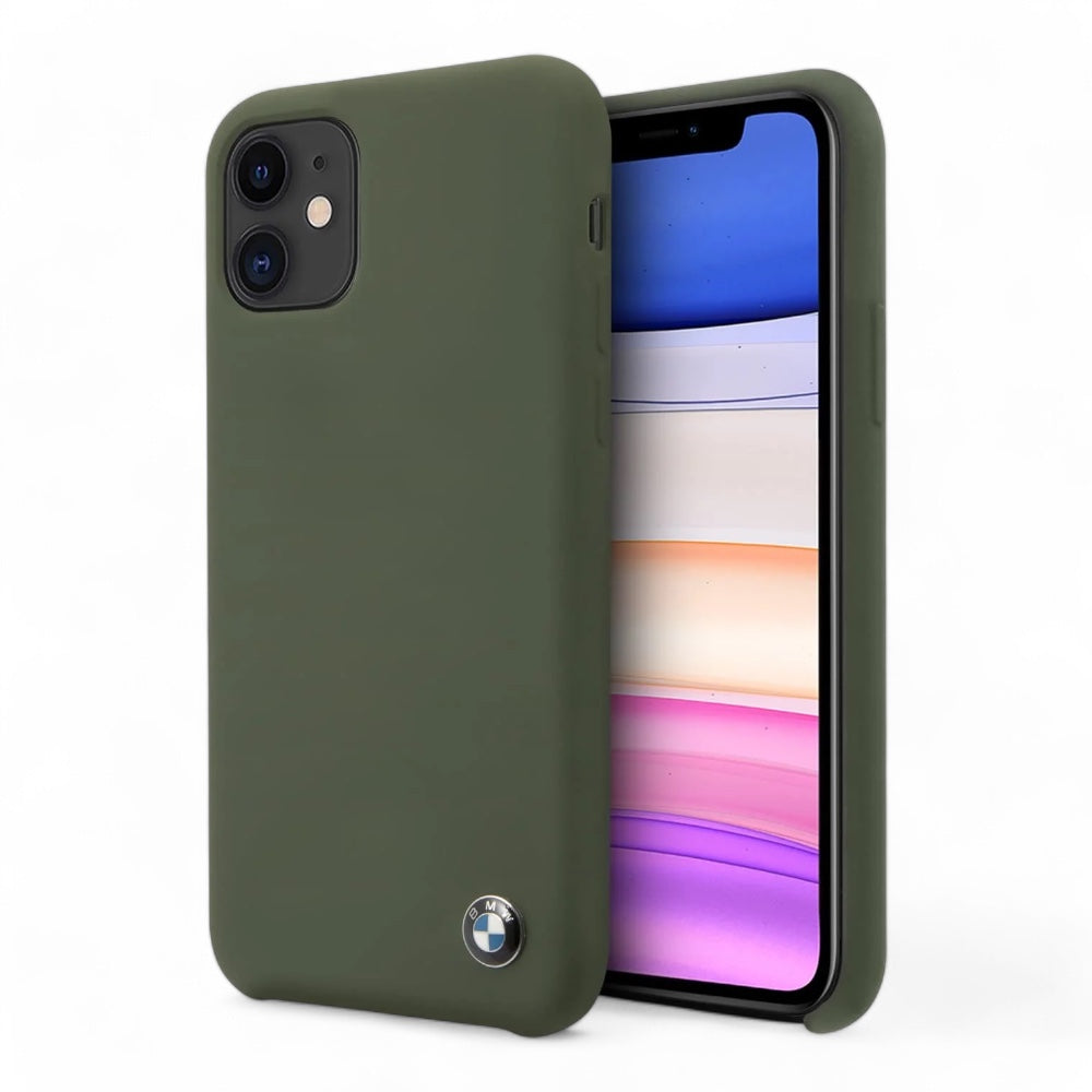 Estuche bmw silicone hard case metal logo - midnight green iphone 11 color verde