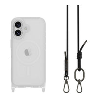 Estuche mageasy skin iphone 16 roam m shockproof protective case with lanyard for 2024 iphone 2 lenses color transparente/negro