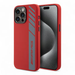 Estuche Amg Silicone Magsafe Case Vertical Logo Pattern Iphone 15 Pro Max Color Rojo