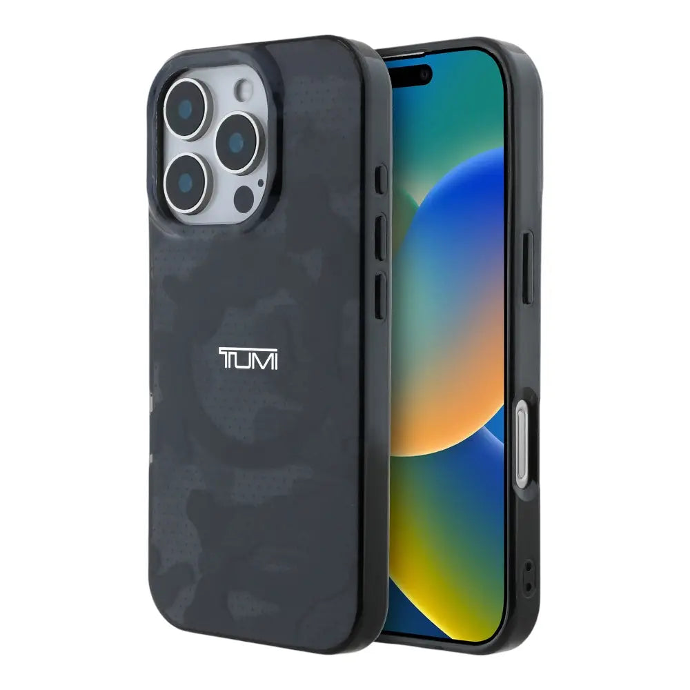 Estuche tumi skin iphone 16 pro tumi hc double layer pc/tpu magsafe camo print color gris  Shop name