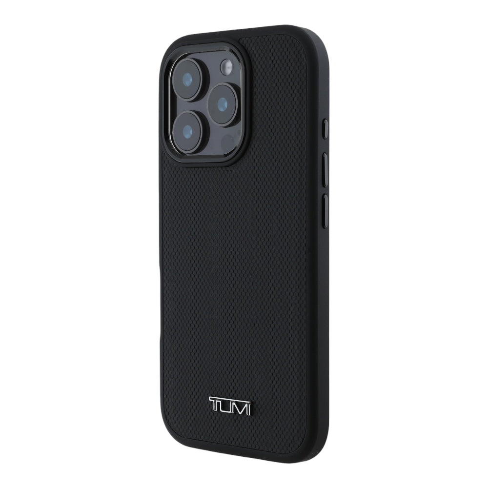 Estuche tumi skin iphone 16 pro max tumi hc magsafe leather balistic pattern black color negro