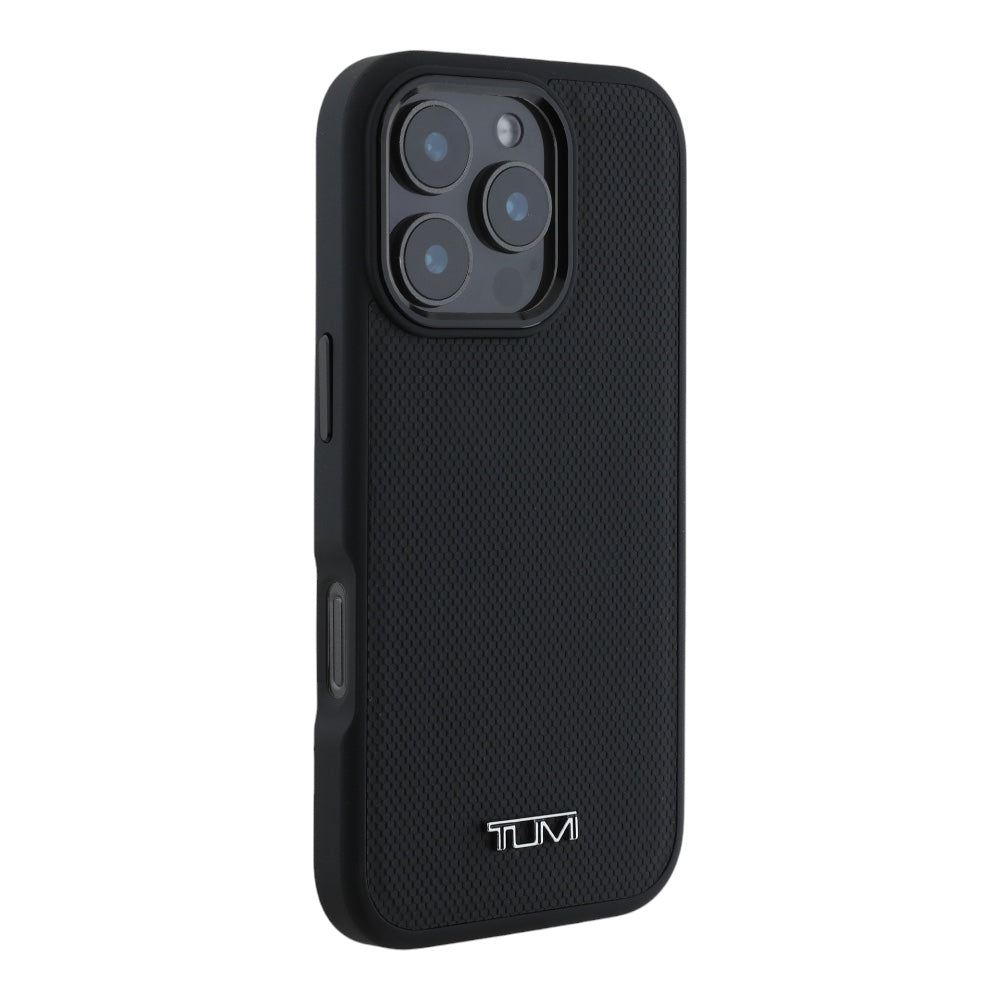 Estuche tumi skin iphone 16 pro max tumi hc magsafe leather balistic pattern black color negro