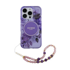 Guess hc magsafe iml flowers with pearl strap purple iphone 16 pro  Shop name