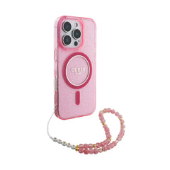 Guess hc magsafe iml glitter with pearl strap pink ip16 pro iphone 16 pro  Shop name