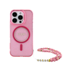 Guess hc magsafe iml glitter with pearl strap pink ip16 pro iphone 16 pro  Shop name