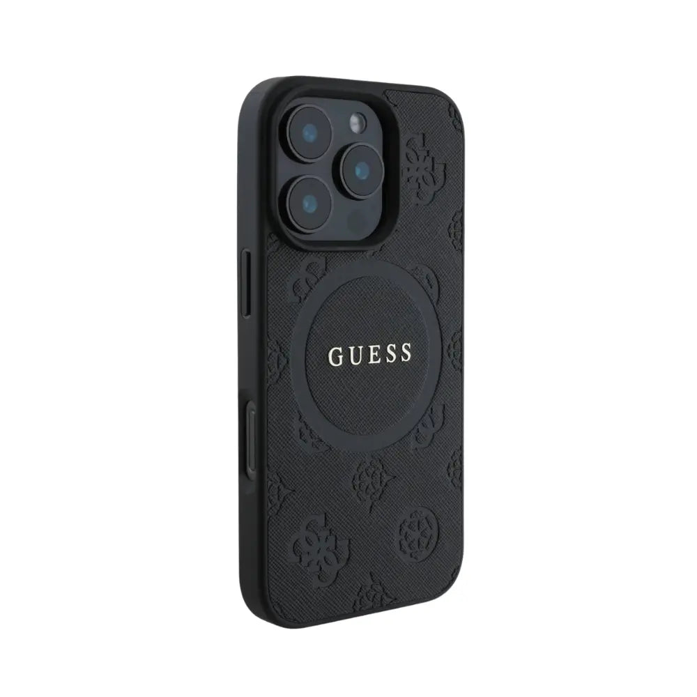 Guess hc magsafe saffiano peony classic logo black iphone 16 pro  Shop name