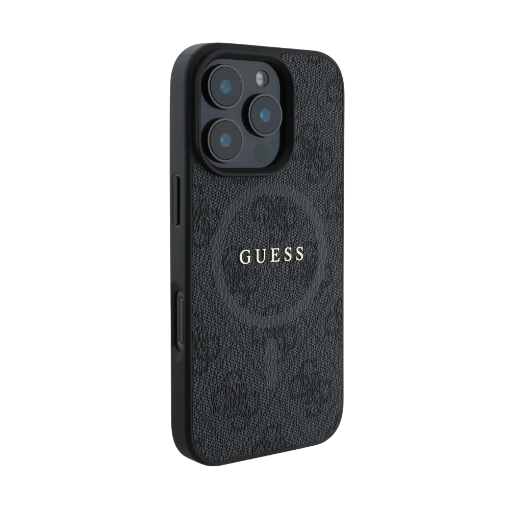 Guess hc magsafe pu 4g ring classic logo black iphone 16 pro max