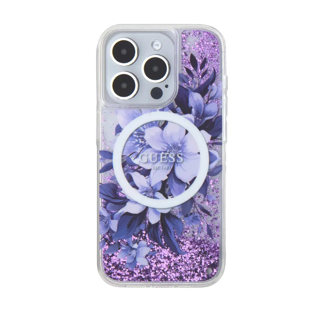 Guess hc magsafe liq. glitter flower purple iphone 16 pro max  Shop name